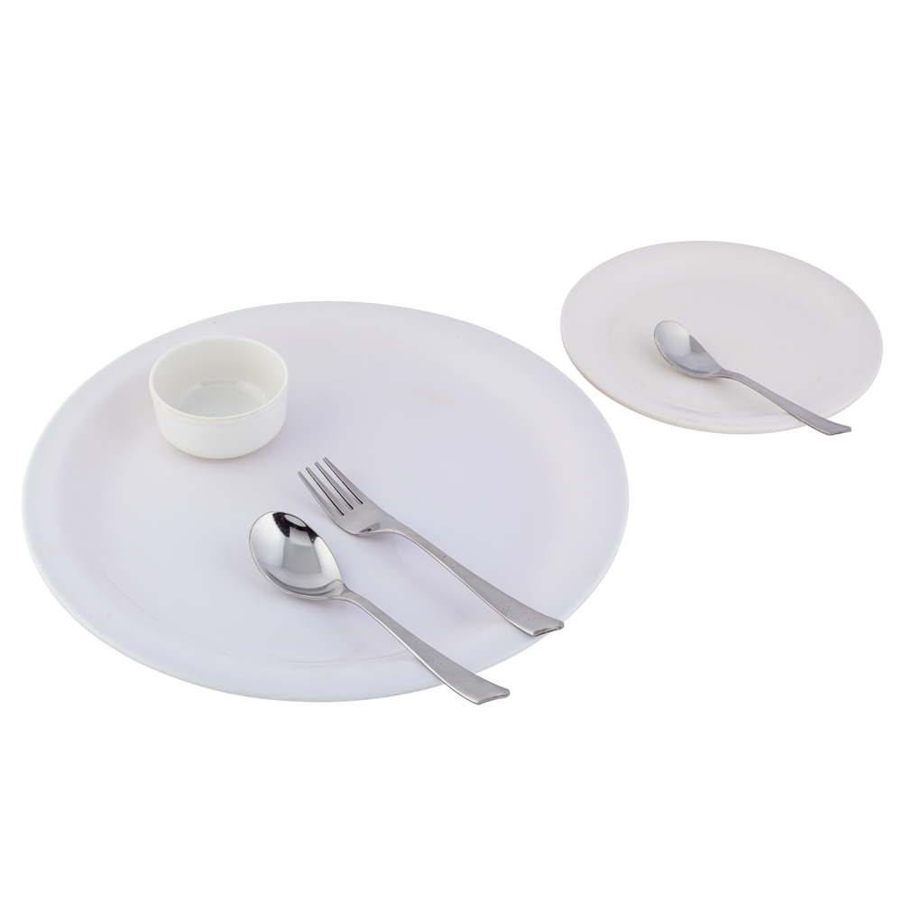 Melamine Dinner Plate Set with Steel Cutlery