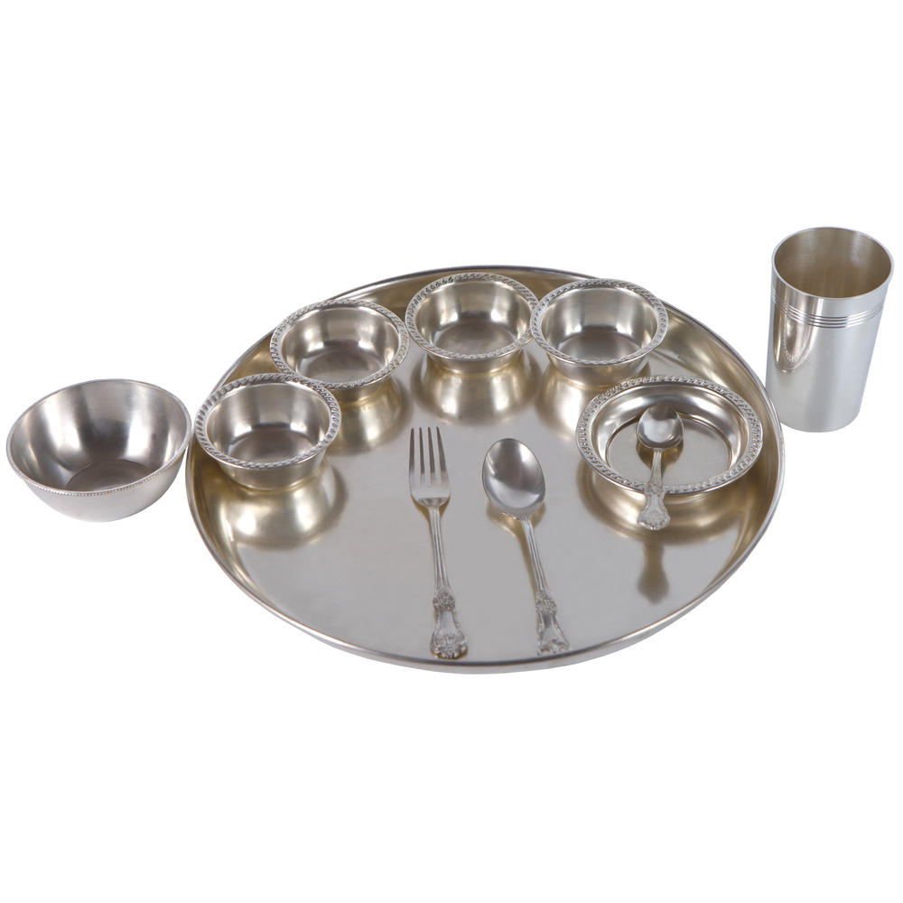  3 Silver plated Siting Marwari Thali Set