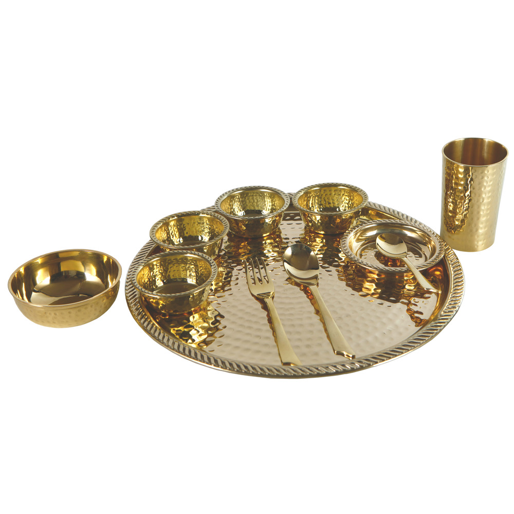 7 Golden Foodgrade Siting Thali Set