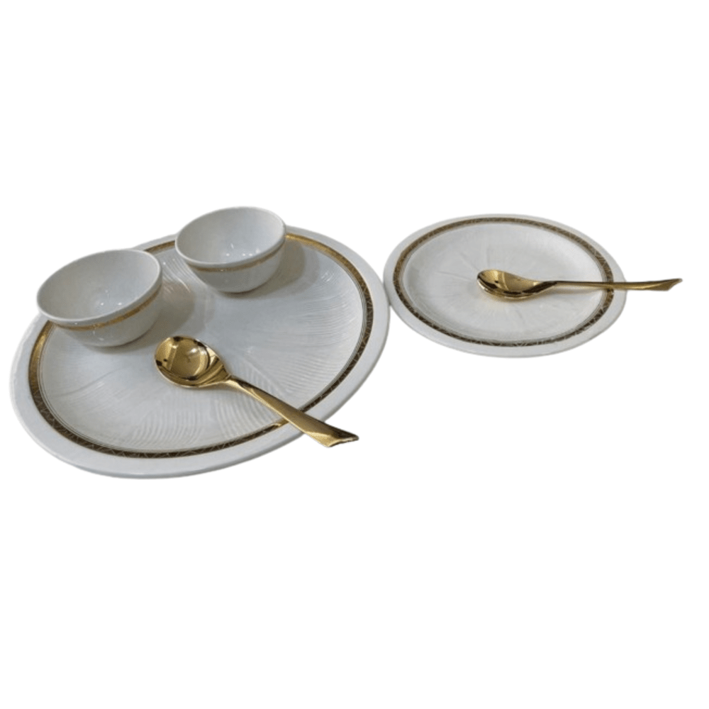 Bone China Golden Border Dinner Plate Set