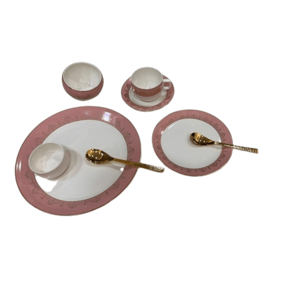  Bone China Pink Dinner Plate Set