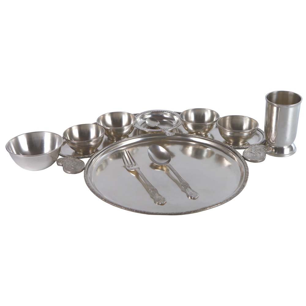 4 Silver plated VIP Siting Thali Set